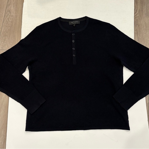 RAG & BONE Bennet Merino Wool Sweater Henley XL black - Picture 4 of 9